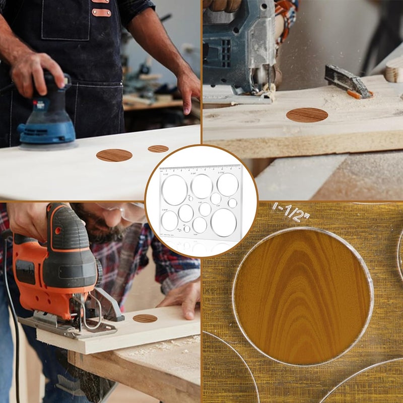 Monliful 10"*7.9" inches 13 in 1 Router Template for Woodworking,Router Jig Template,Bowtie Router Template Jig Kit, Circle Inlay Template Decorative Template, clarity - Image 4